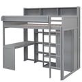 Lit mezzanine en bois pour enfant avec bureau, armoire, étagères et placards de rangement
