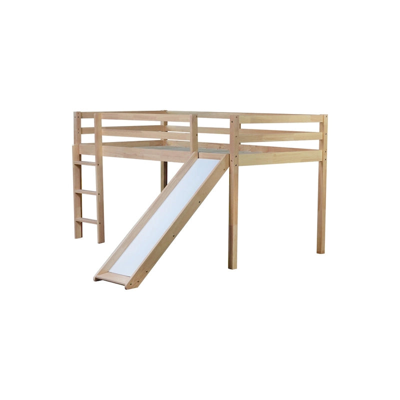 Lit mezzanine surbaissé format jumeau avec toboggan et échelle
