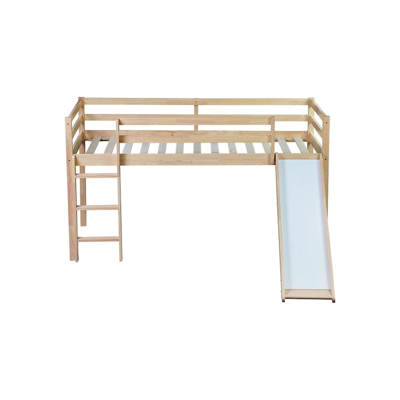 Lit mezzanine surbaissé format jumeau avec toboggan et échelle
