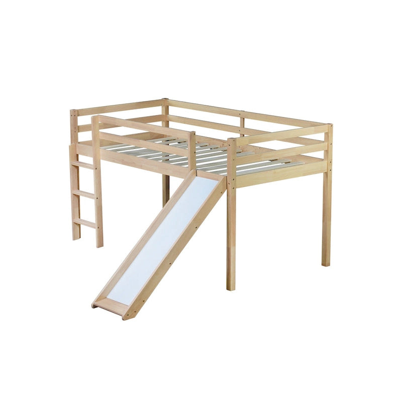 Lit mezzanine surbaissé format jumeau avec toboggan et échelle