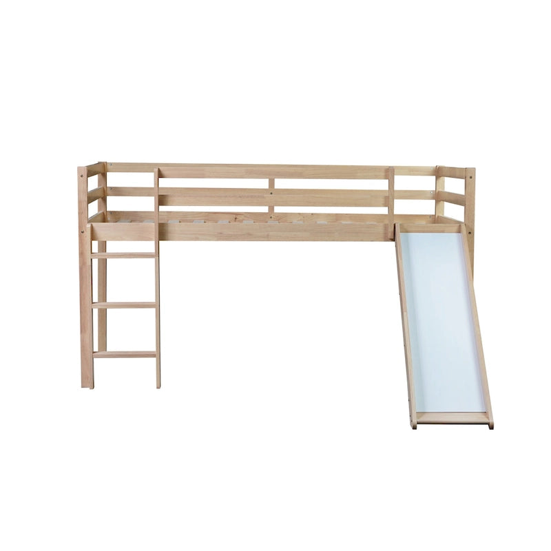 Lit mezzanine surbaissé format jumeau avec toboggan et échelle