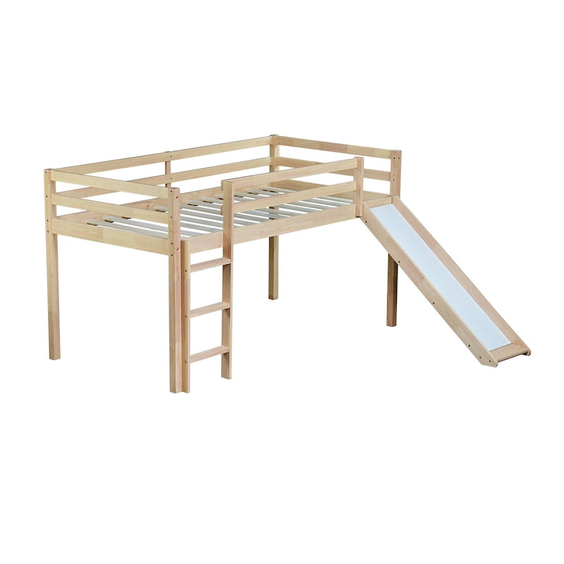 Lit mezzanine surbaissé format jumeau avec toboggan et échelle