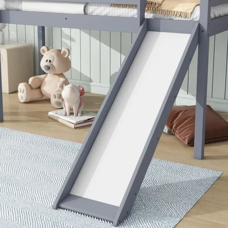 Lit mezzanine surbaissé format jumeau avec toboggan et échelle