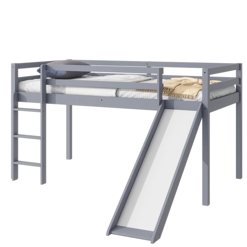 Lit mezzanine surbaissé format jumeau avec toboggan et échelle