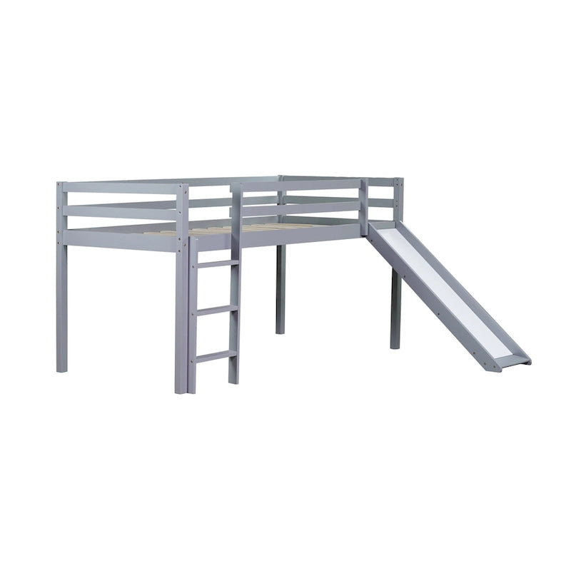 Lit mezzanine surbaissé format jumeau avec toboggan et échelle