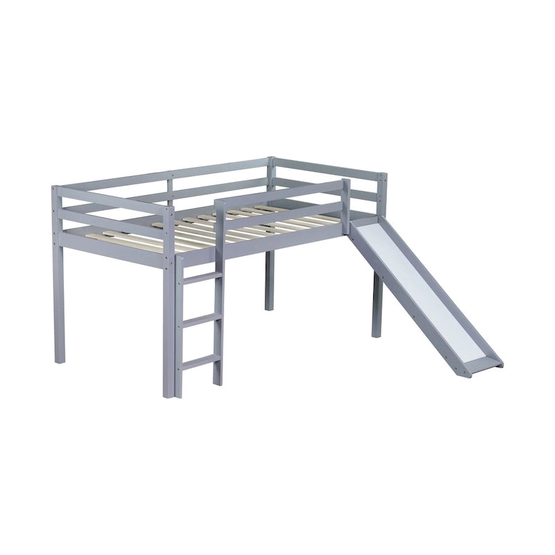 Lit mezzanine surbaissé format jumeau avec toboggan et échelle