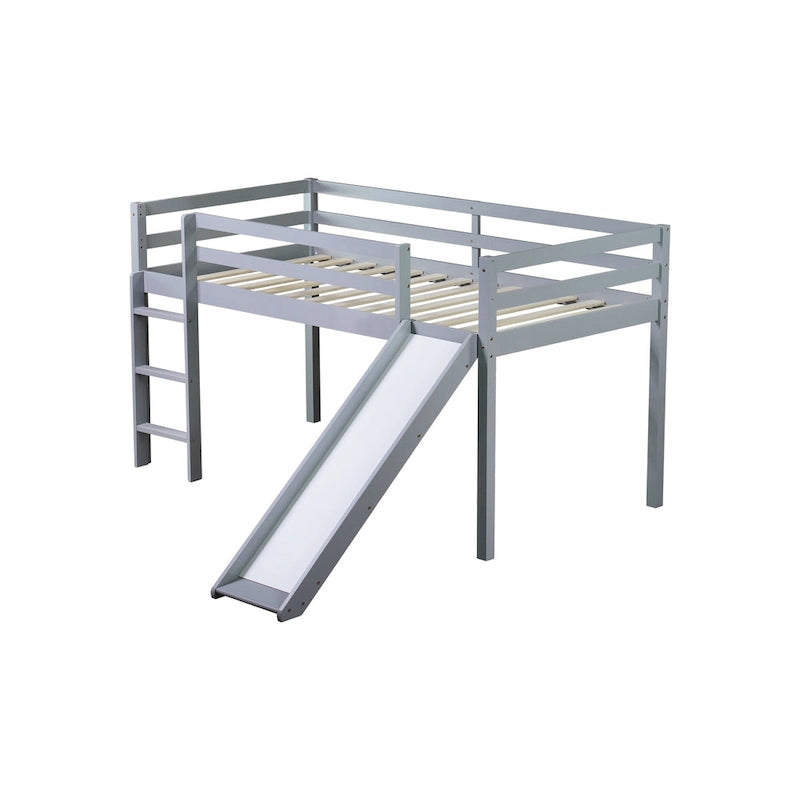 Lit mezzanine surbaissé format jumeau avec toboggan et échelle