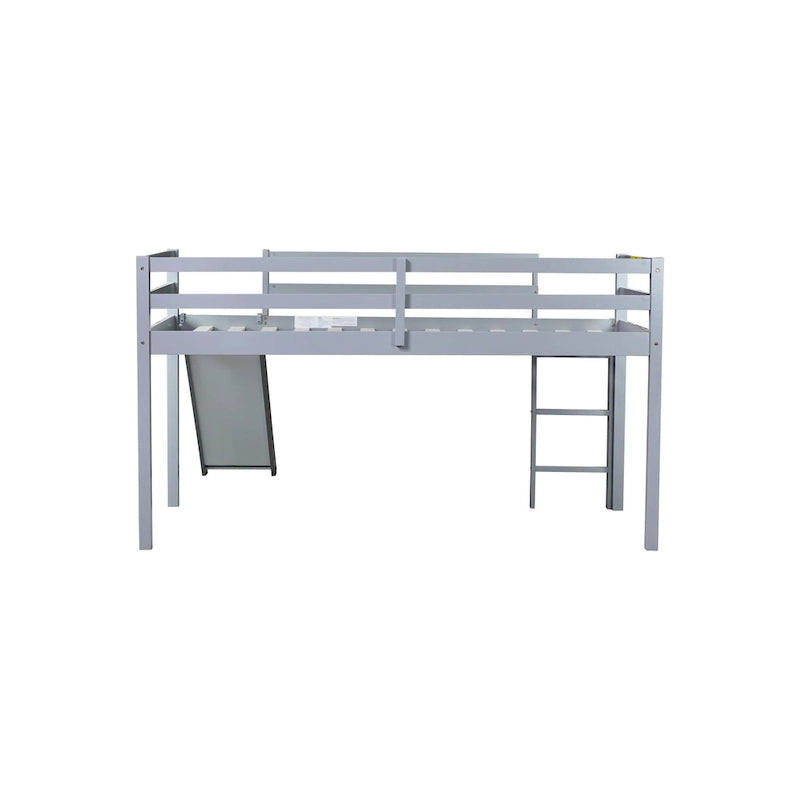 Lit mezzanine surbaissé format jumeau avec toboggan et échelle