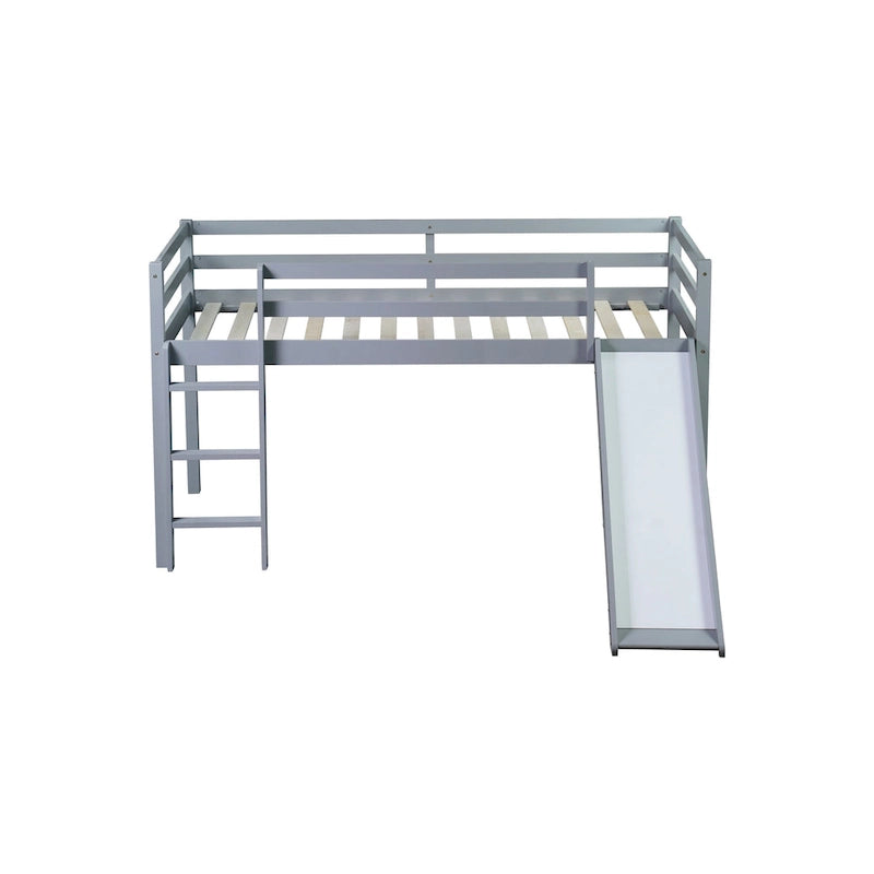 Lit mezzanine surbaissé format jumeau avec toboggan et échelle