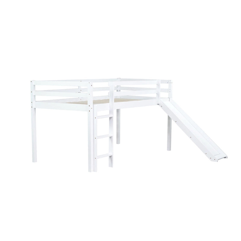 Lit mezzanine surbaissé format jumeau avec toboggan et échelle