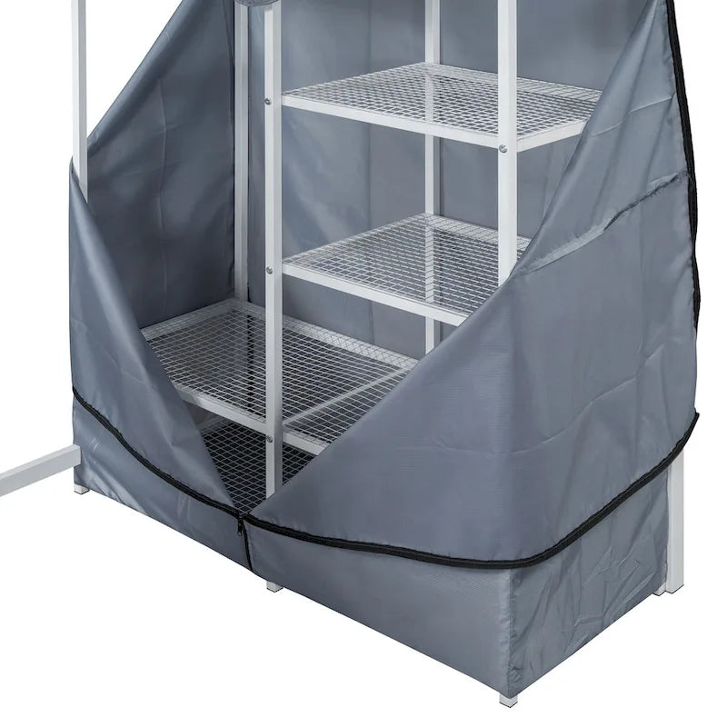 Lit mezzanine double en métal avec bureau, armoire et prise de courant intégrée