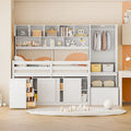 Lit mezzanine en bois, taille double, avec bureau roulant, armoire intégrée, escalier de rangement et étagères