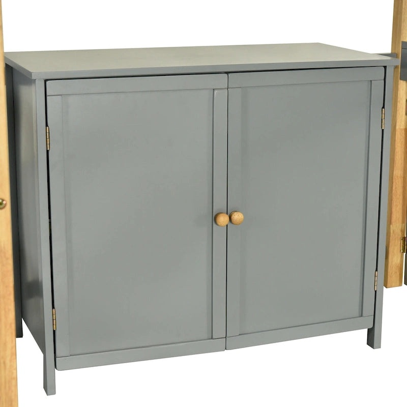 Lit mezzanine en bois avec armoire de rangement intégrée et bureau pliable