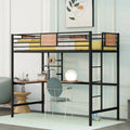 Lit mezzanine en métal avec bureau et étagère, taille simple