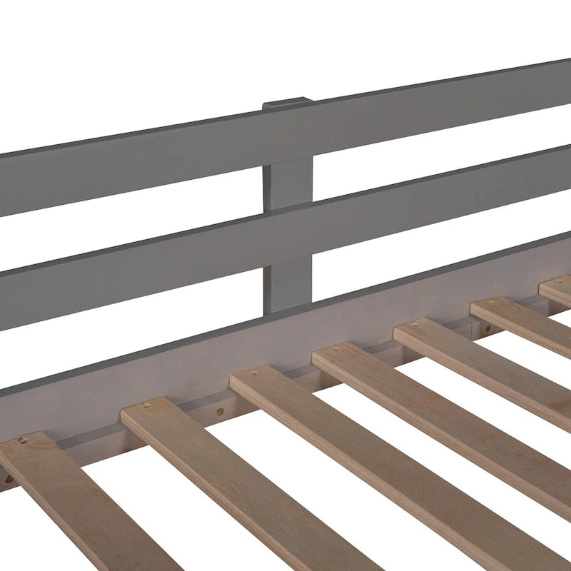 Lit mezzanine cabane en bois double avec toboggan