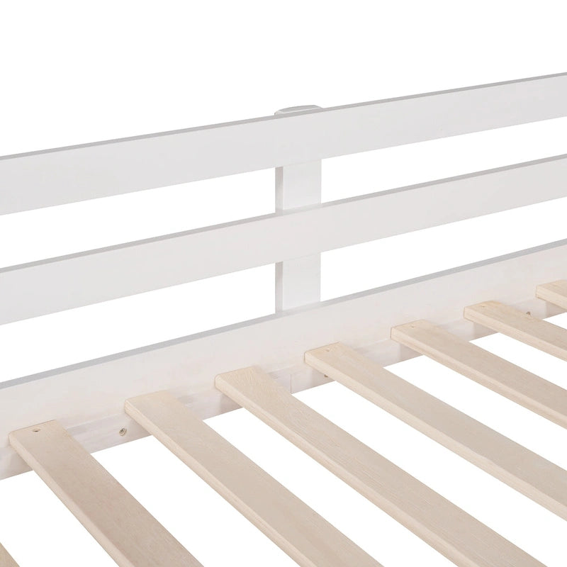 Lit mezzanine cabane en bois double avec toboggan
