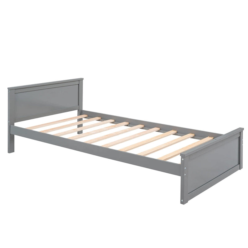 Lit mezzanine en pin, format jumeau, avec lit inférieur détachable, bureau, armoire et étagères