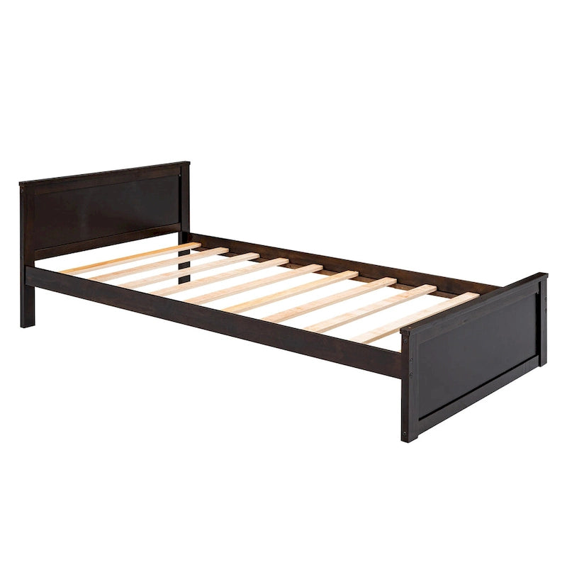 Lit mezzanine en pin, format jumeau, avec lit inférieur détachable, bureau, armoire et étagères