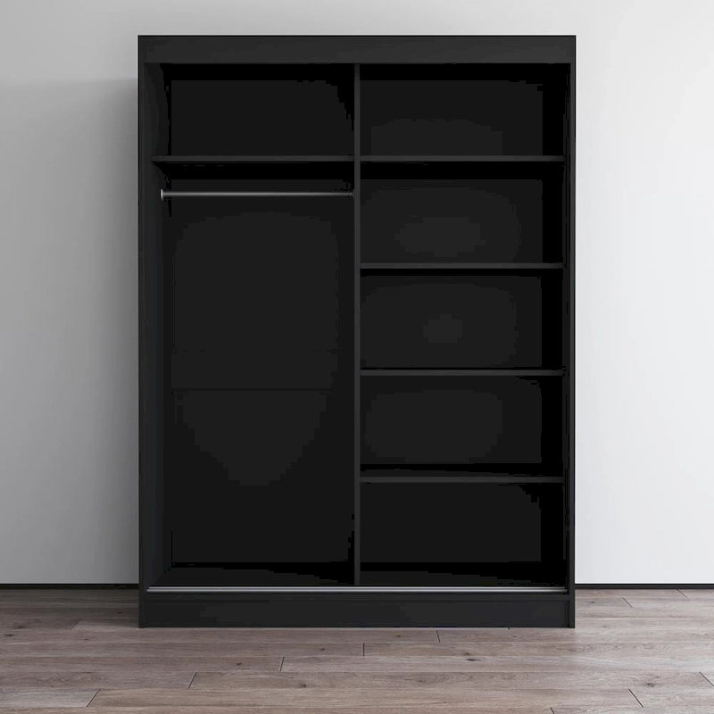 Armoire-penderie à 2 portes miroir avec finition brillante | 120 ou 150 cm de largeur