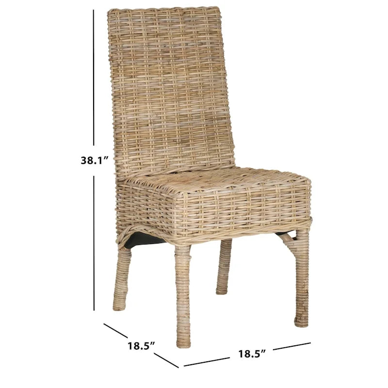 SAFAVIEH Karyl Chaise de salle à manger en osier naturel inachevé (lot de 2) - 18,5 x 18,5 x 38,1 - 19Lx19Px38H