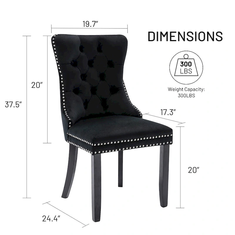 Ensemble de 6 chaises de salle à manger, chaises de cuisine de luxe en velours rembourré avec assise et dossier matelassés et pieds en bois massif - N/A