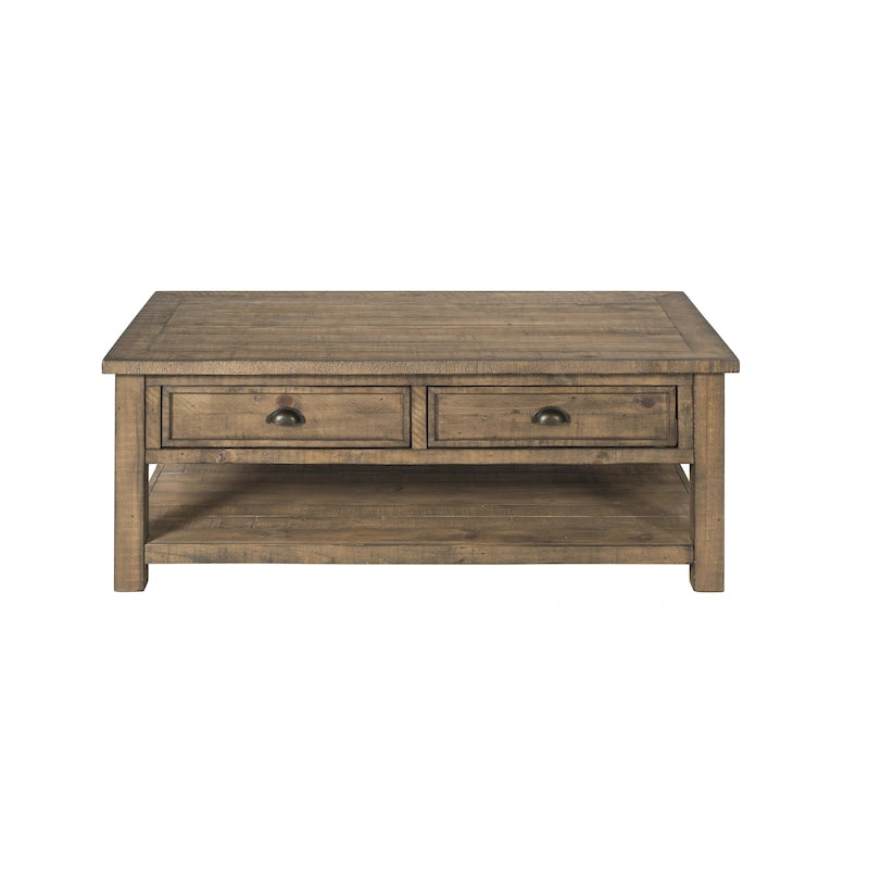 The Gray Barn Downington Table Basse à 2 Tiroirs en Bois Massif