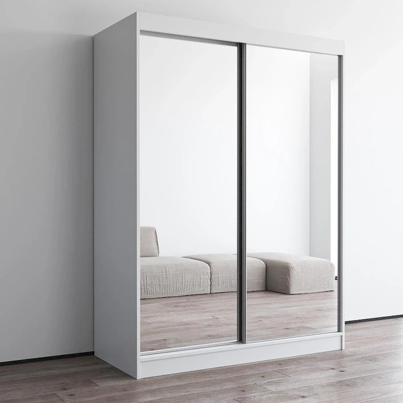 Armoire-penderie à 2 portes miroir avec finition brillante | 120 ou 150 cm de largeur