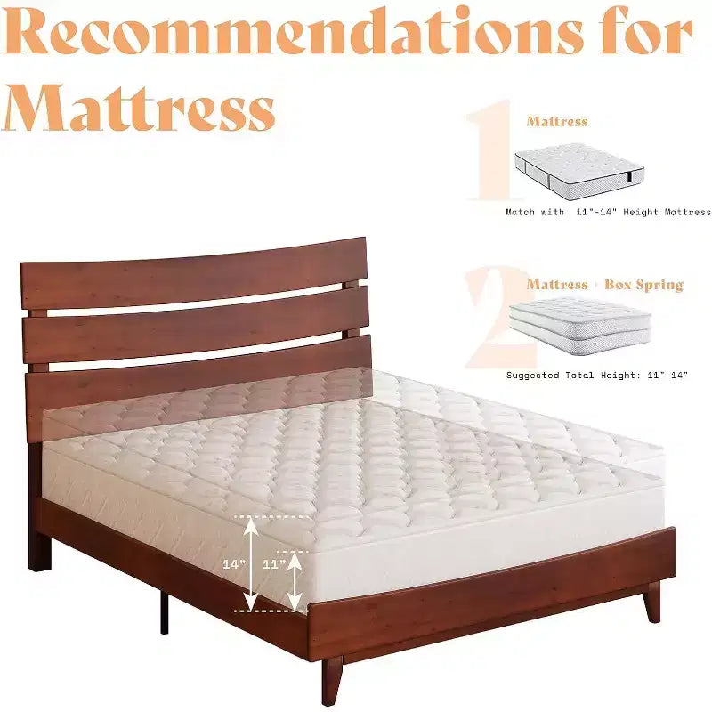 Cadre de lit en bois massif avec tête de lit, sommier non requis