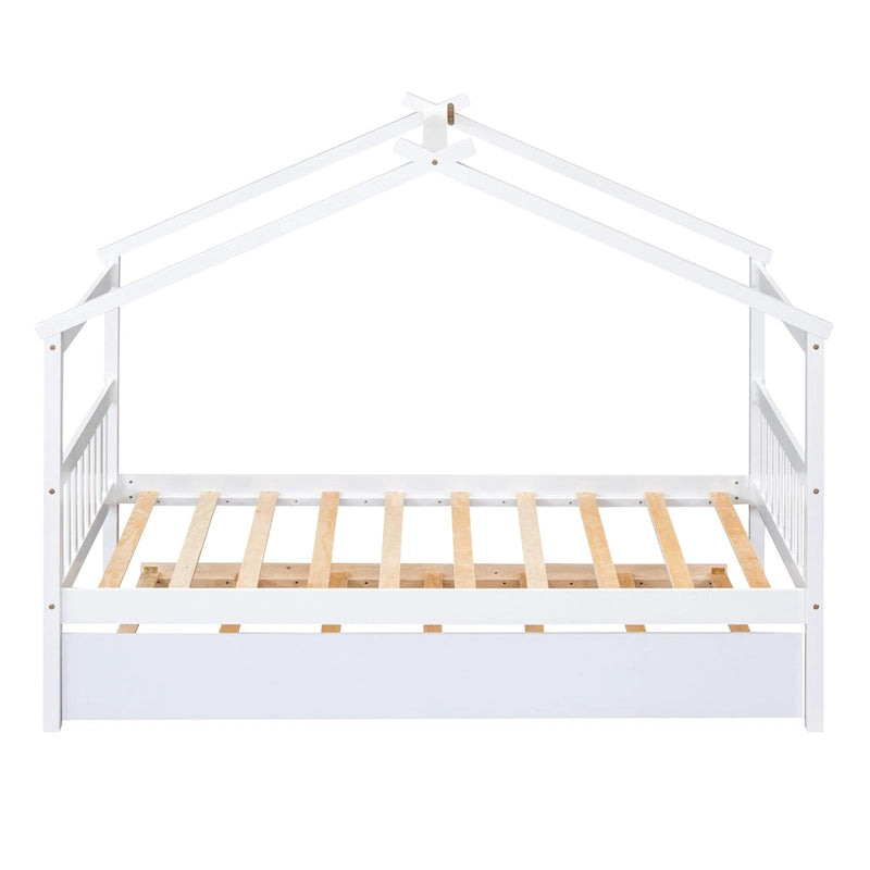 Lit de repos en forme de maison en bois double avec lit gigogne