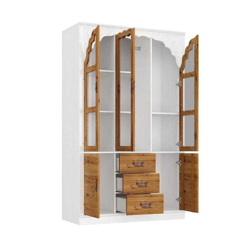 Ensemble de deux armoires Grand Closet d'inspiration vintage avec accents en métal