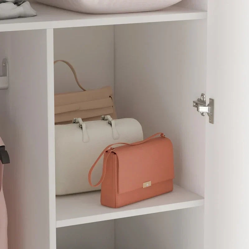 Armoire de rangement moderne sur pied en bois massif avec étagères